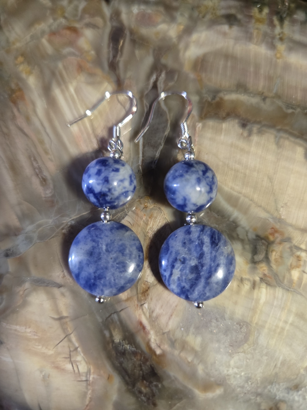 Blue Sodalite And Blue Spot Jasper Earrings